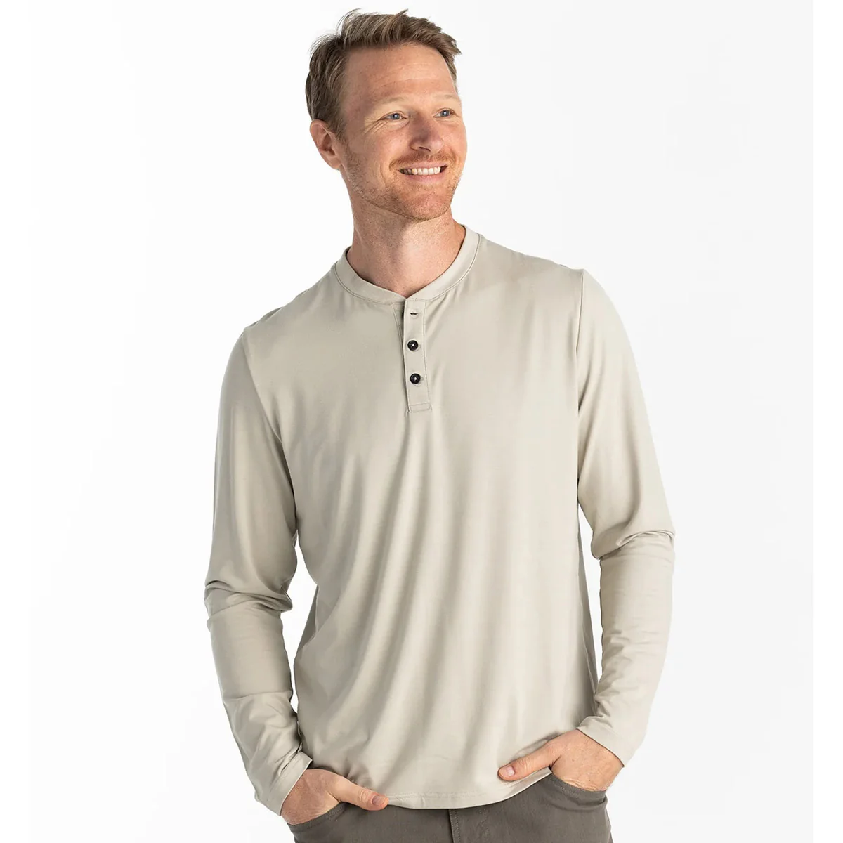 Men's Bamboo Flex Long Sleeve Henley - Image 3