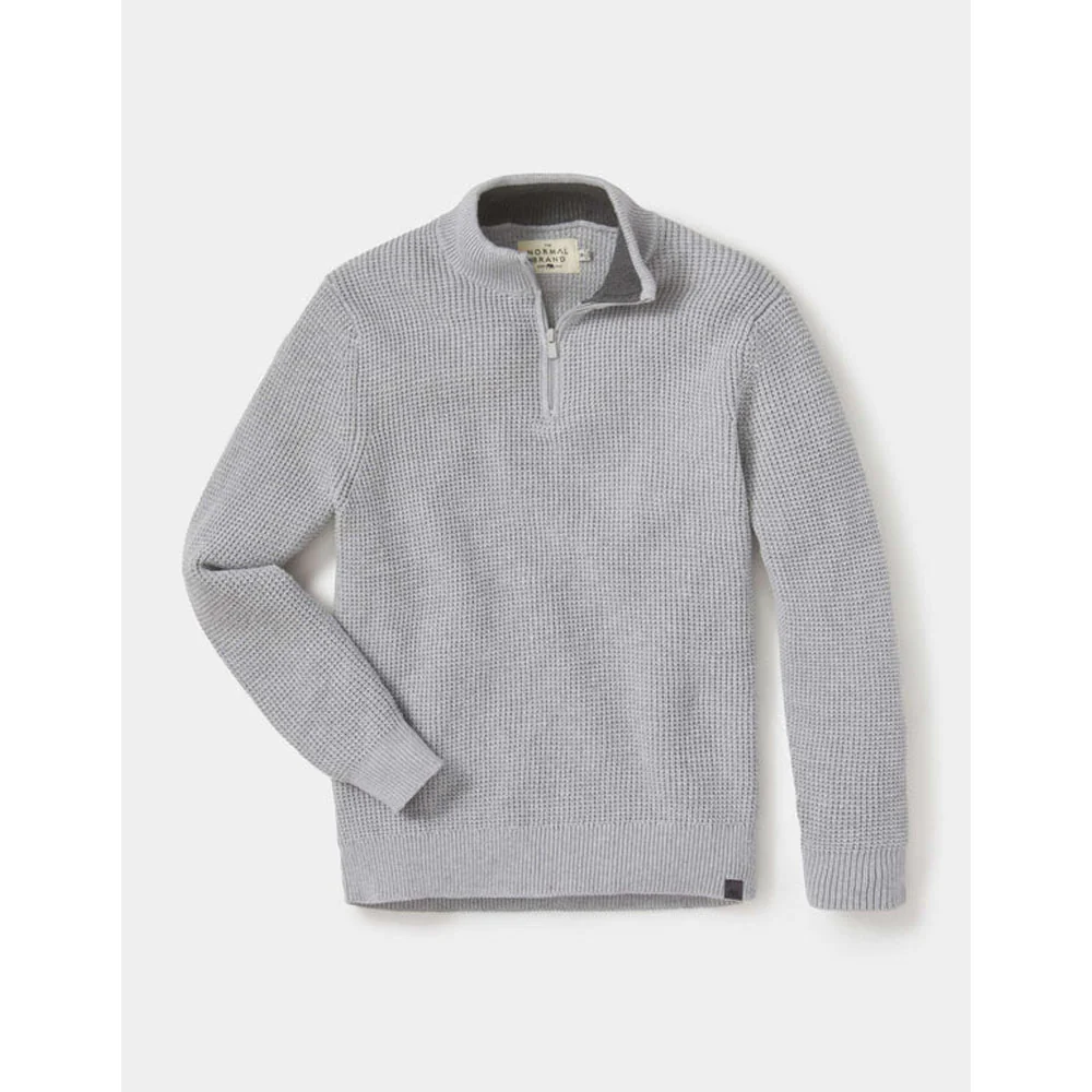 Men's Waffle Knit Quarter Zip Pullover - Image 2